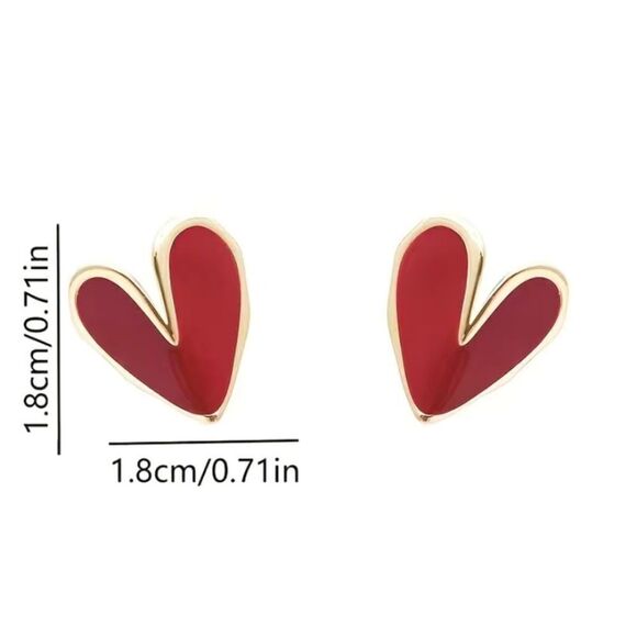 🔅🆕 ✨Elegant Classic Gold Rim Heart Enamel Earrings available in: 💙 🤍 ❤️ 💜✨ - Picture 8 of 10